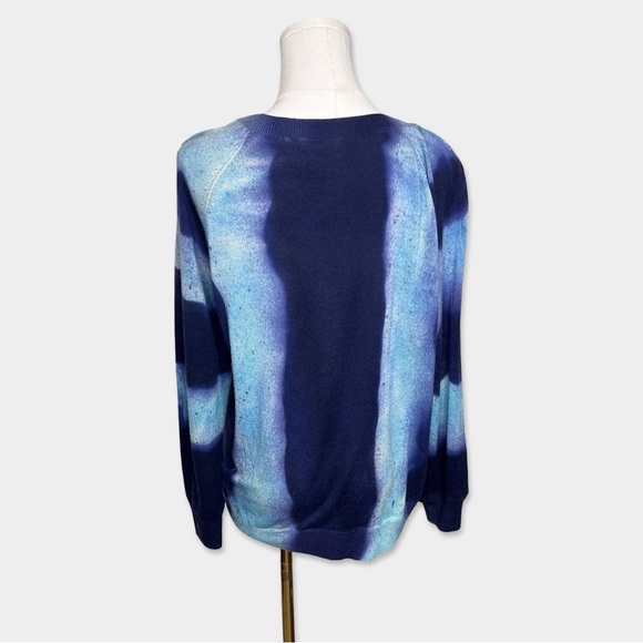 PARKER BLUE Cashmere Sweater Size Medium Blue Tie Dye Look 100% Cashmere GUC - Picture 3 of 5